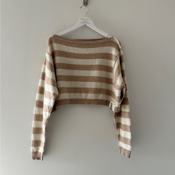 FREE PEOPLE Cream Into The Blue Stripe Sweater XS - Picture 3 of 6